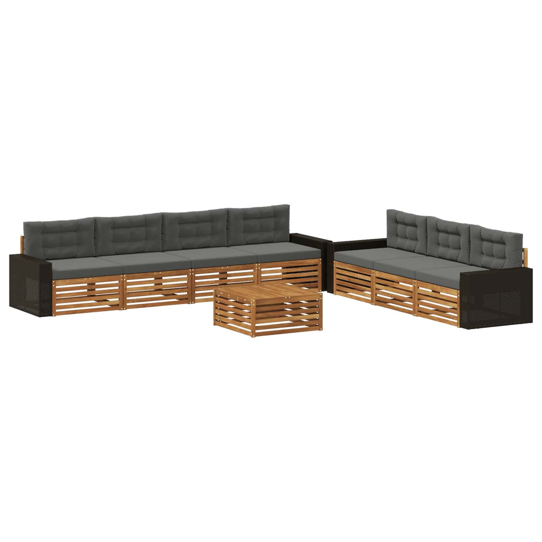 Udendørs sofagruppe 8 pcs Naturlig og Antracit 79 x 79 x 37 cm
