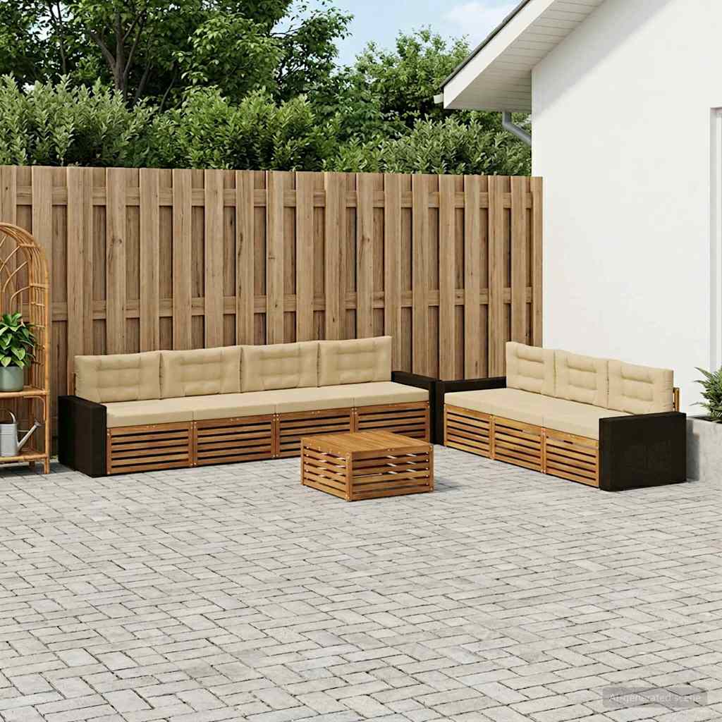 Udendørs sofagruppe 8 pcs Naturlig og Beige 79 x 79 x 37 cm