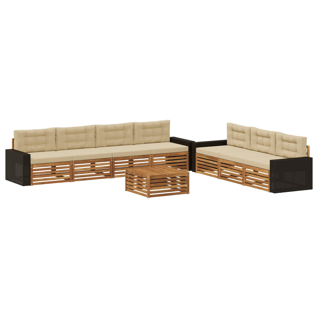 Udendørs sofagruppe 8 pcs Naturlig og Beige 79 x 79 x 37 cm