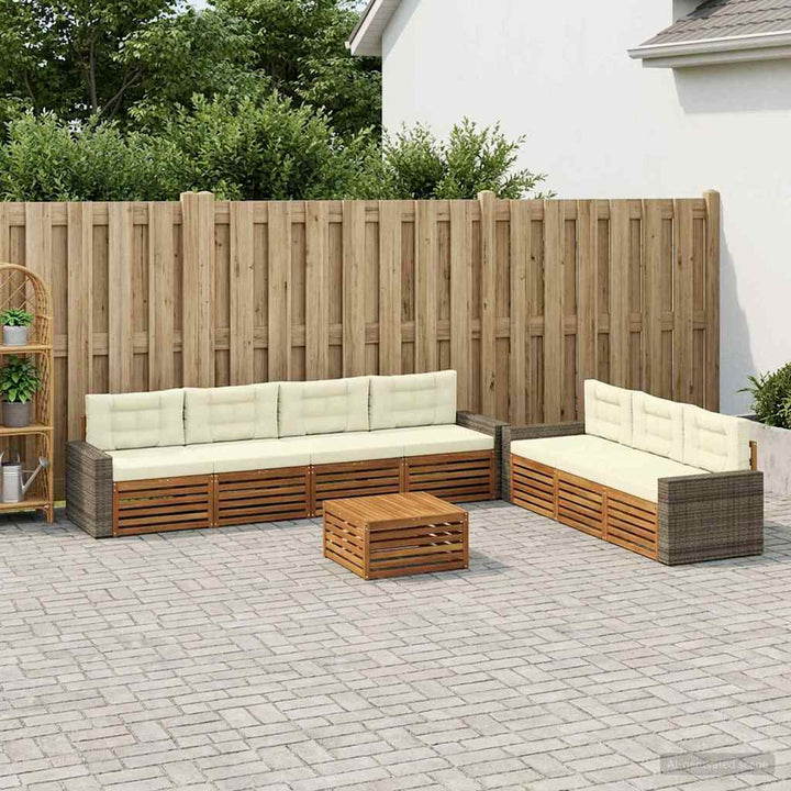 Udendørs sofagruppe 8 pcs Naturlig og Fløde 79 x 79 x 37 cm