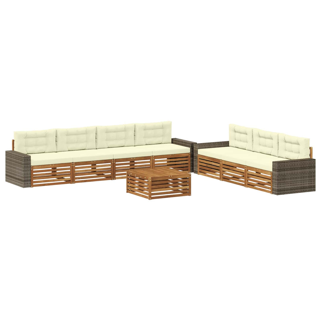 Udendørs sofagruppe 8 pcs Naturlig og Fløde 79 x 79 x 37 cm