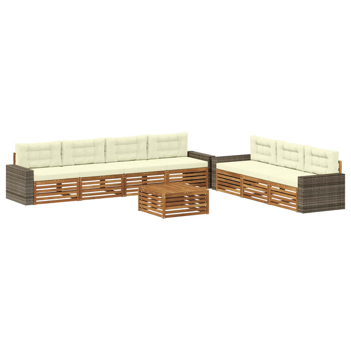 Udendørs sofagruppe 8 pcs Naturlig og Fløde 79 x 79 x 37 cm