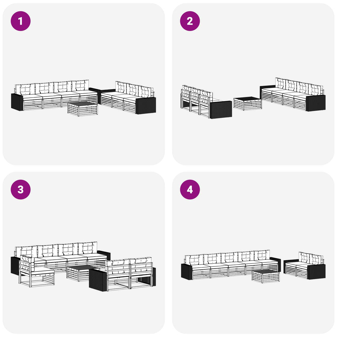 Udendørs sofagruppe 8 pcs Naturlig og Fløde 79 x 79 x 37 cm