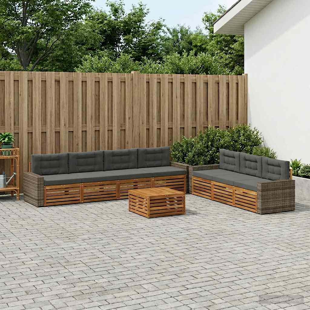 Udendørs sofagruppe 8 pcs Naturlig og Antracit 79 x 79 x 37 cm