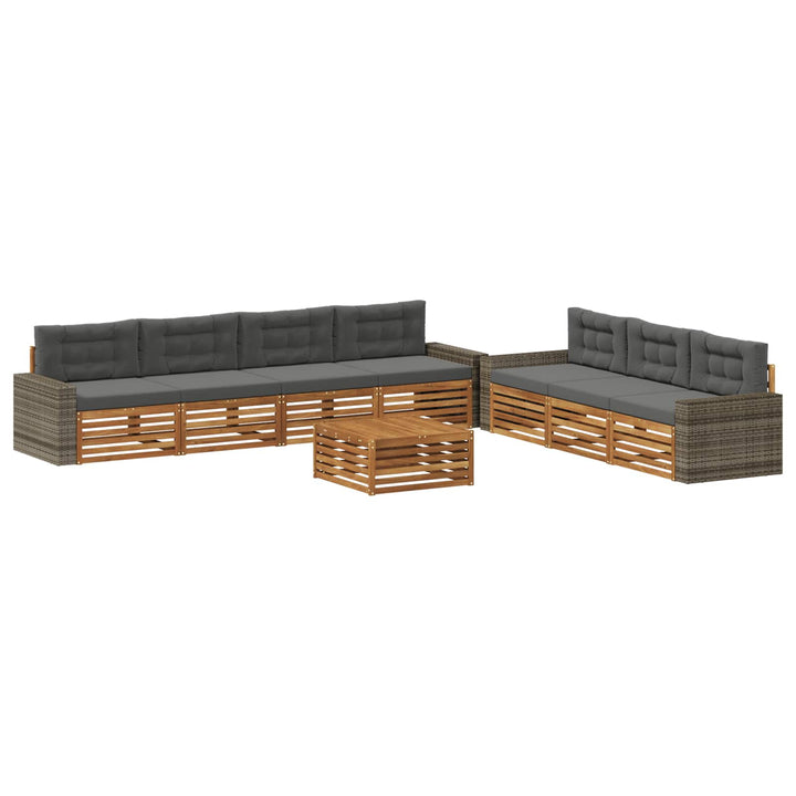 Udendørs sofagruppe 8 pcs Naturlig og Antracit 79 x 79 x 37 cm