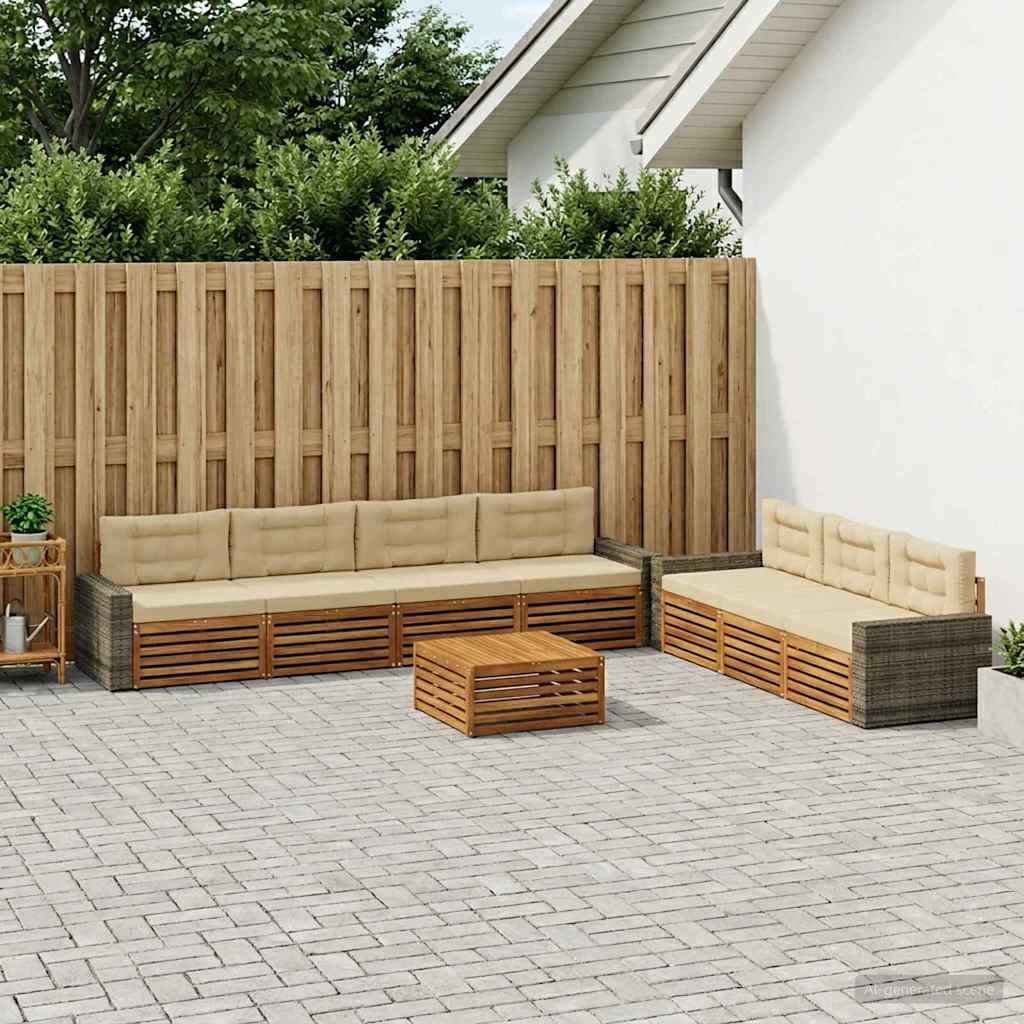 Udendørs sofagruppe 8 pcs Naturlig og Beige 79 x 79 x 37 cm