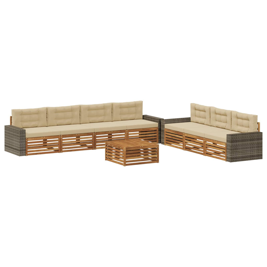 Udendørs sofagruppe 8 pcs Naturlig og Beige 79 x 79 x 37 cm