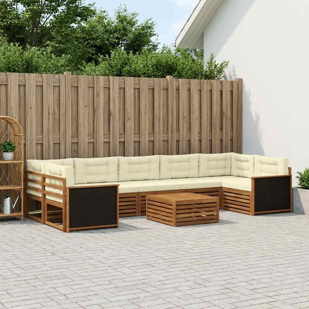 Udendørs sofagruppe 8 pcs Naturlig og Fløde