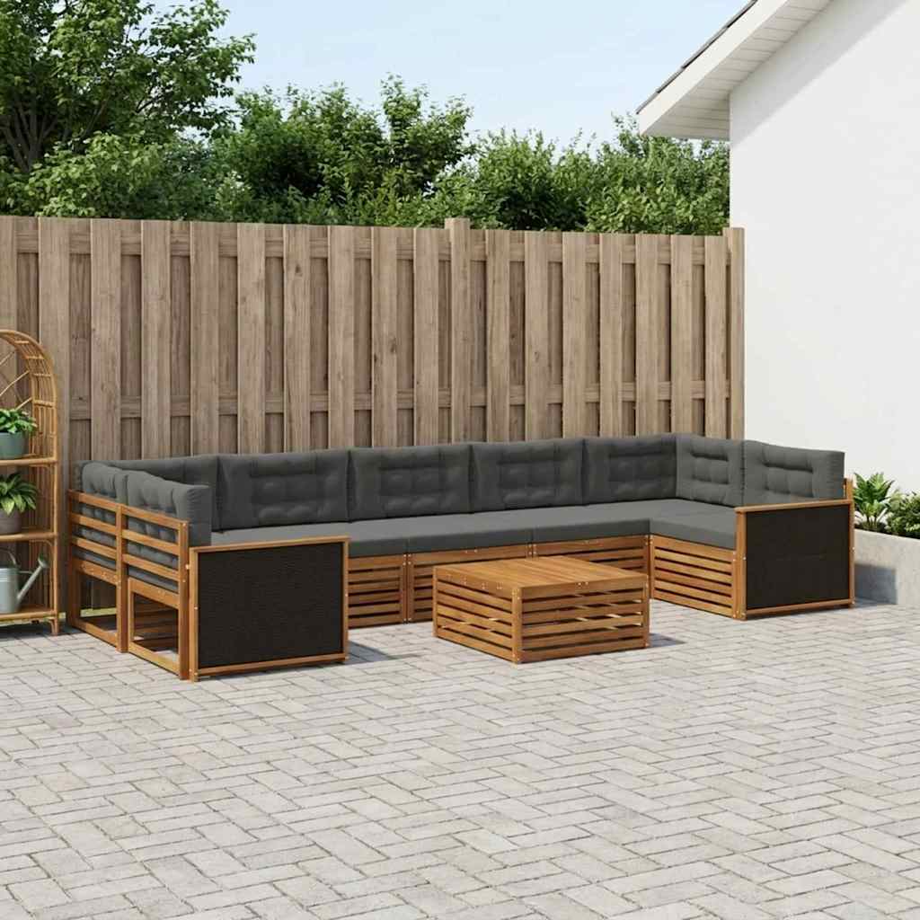 Udendørs sofagruppe 8 pcs Naturlig og Antracit