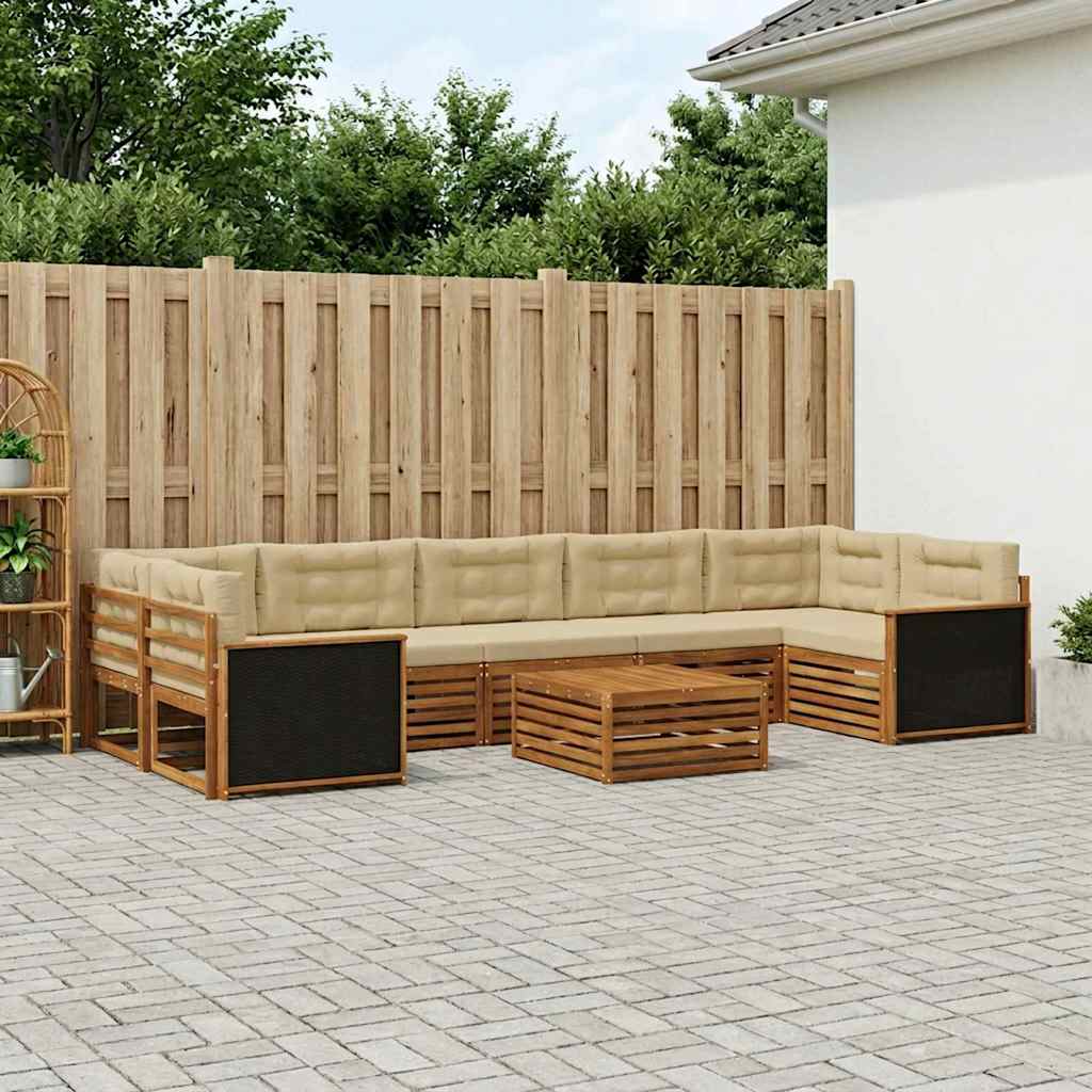 Udendørs sofagruppe 8 pcs Naturlig og Beige