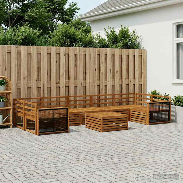 Udendørs sofagruppe 8 pcs Naturfarvet Massivt Akacietræ