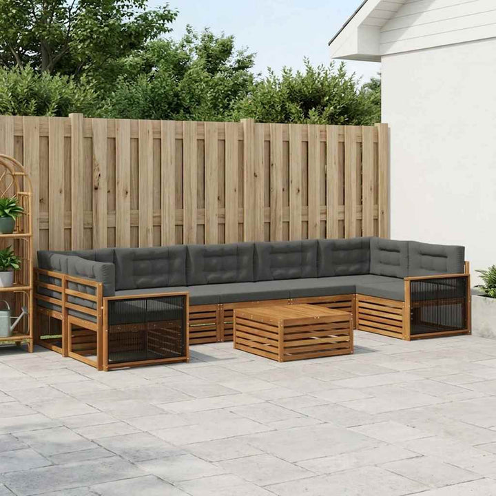 Udendørs sofagruppe med pude 8 pcs Naturlig og Antracit
