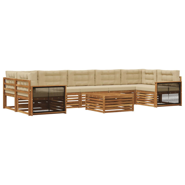 Udendørs sofagruppe med pude 8 pcs Naturlig og Beige