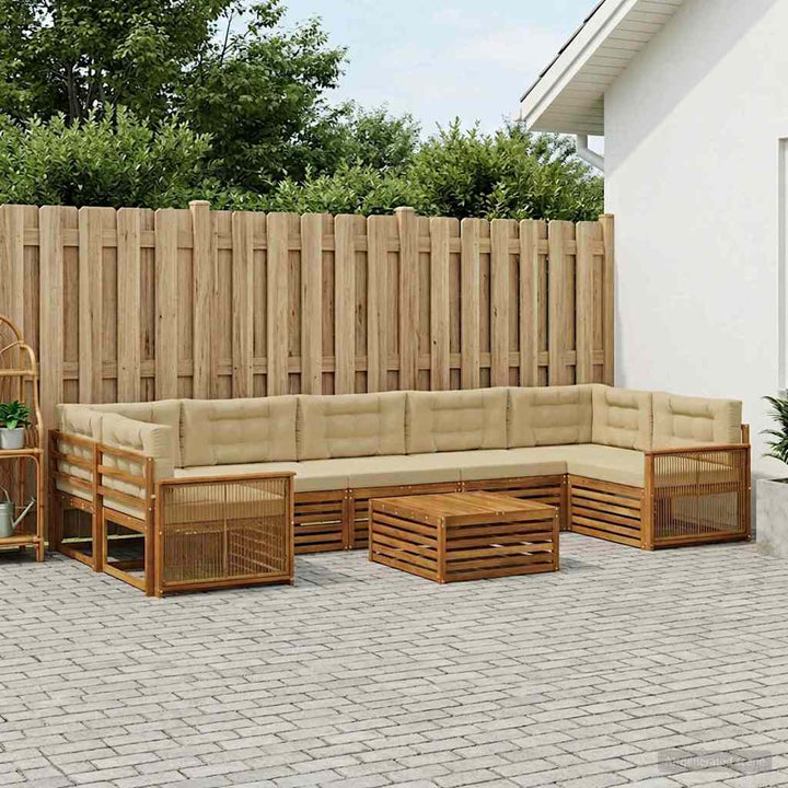 Udendørs sofagruppe med pude 8 pcs Naturlig og Beige