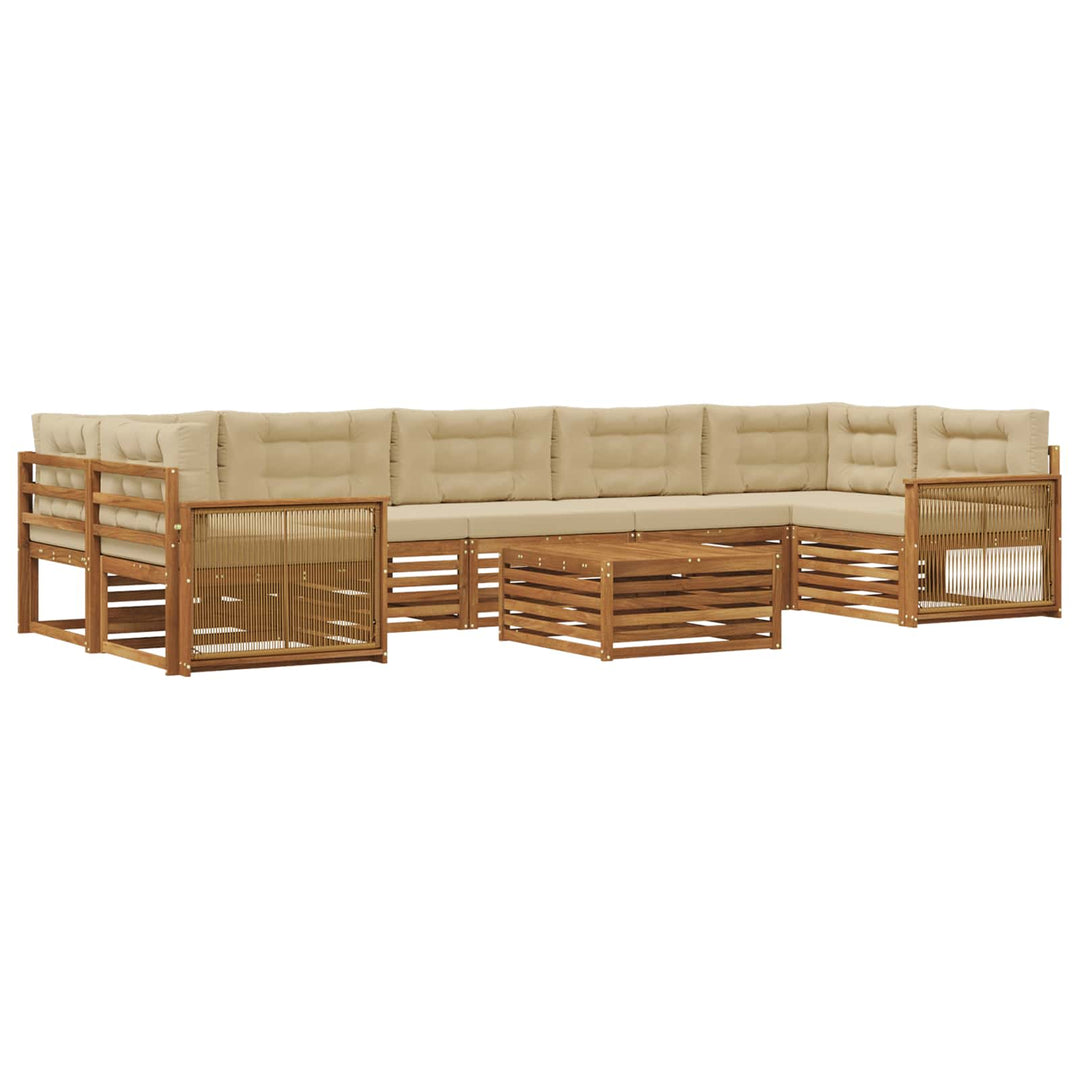 Udendørs sofagruppe med pude 8 pcs Naturlig og Beige