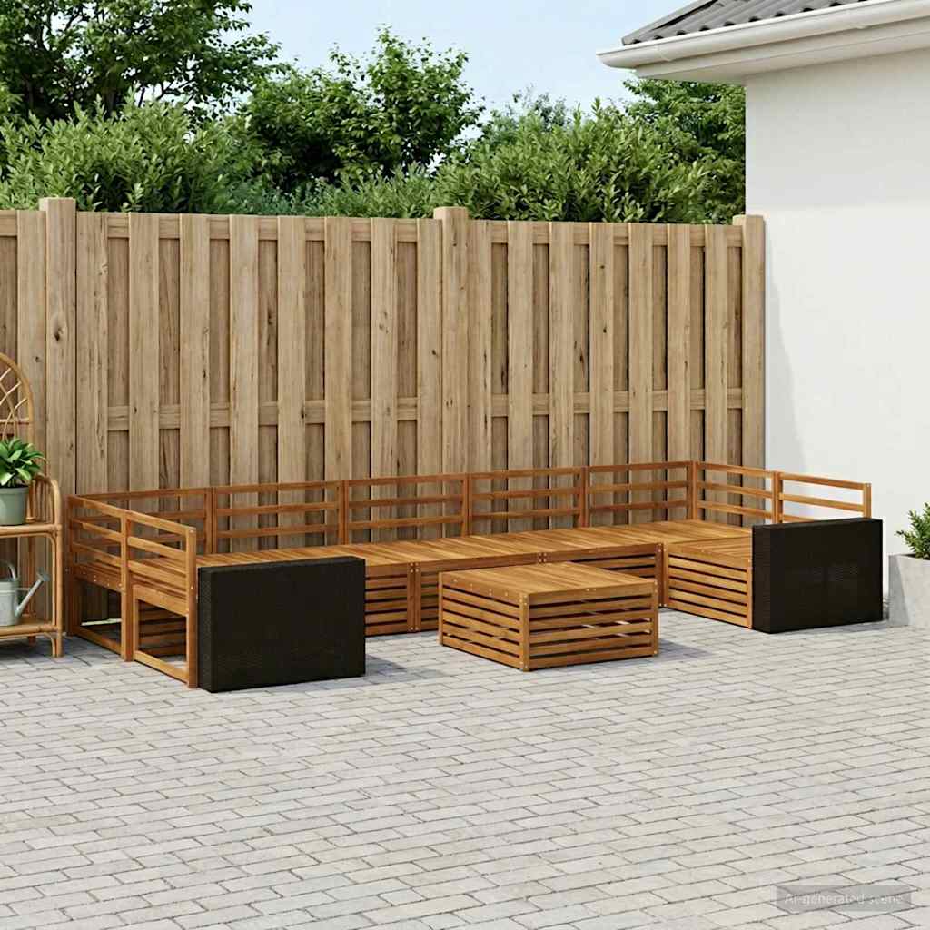 Udendørs sofagruppe 8 pcs Naturfarvet Massivt Akacietræ