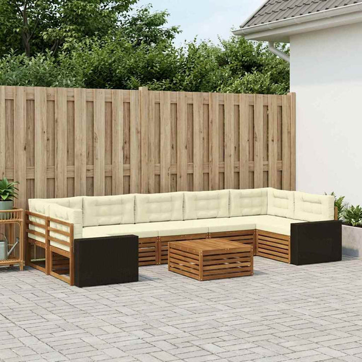 Udendørs sofagruppe 8 pcs Naturlig og Fløde