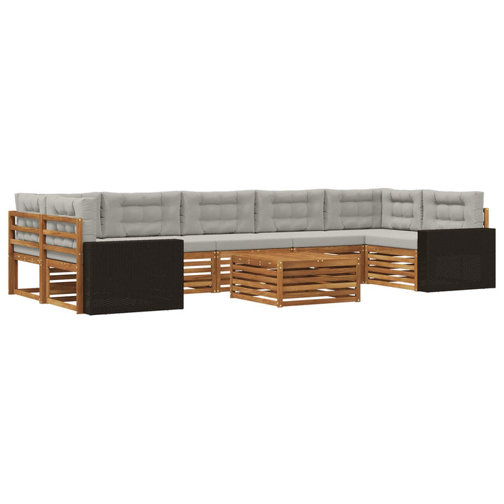 Udendørs sofagruppe 8 pcs Naturfarvet og lysegrå