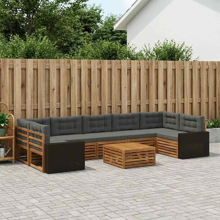 Udendørs sofagruppe 8 pcs Naturlig og Antracit