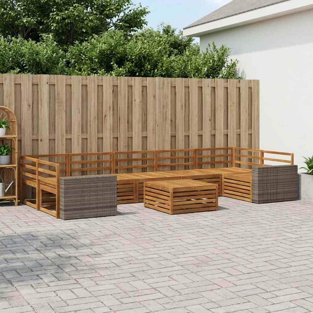 Udendørs sofagruppe 8 pcs Naturfarvet Massivt Akacietræ