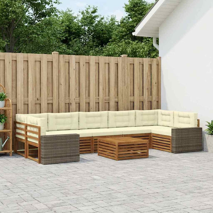 Udendørs sofagruppe 8 pcs Naturlig og Fløde