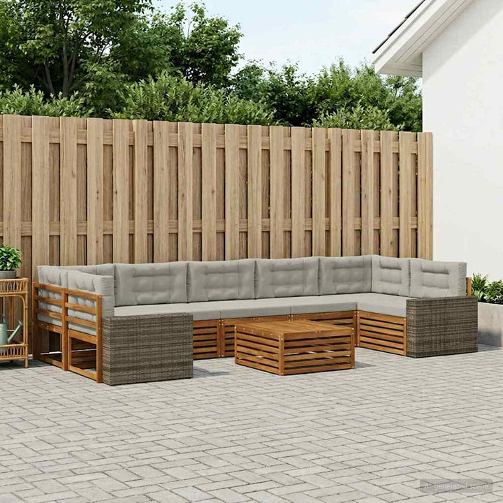 Udendørs sofagruppe 8 pcs Naturfarvet og lysegrå