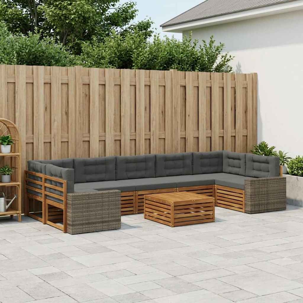 Udendørs sofagruppe 8 pcs Naturlig og Antracit