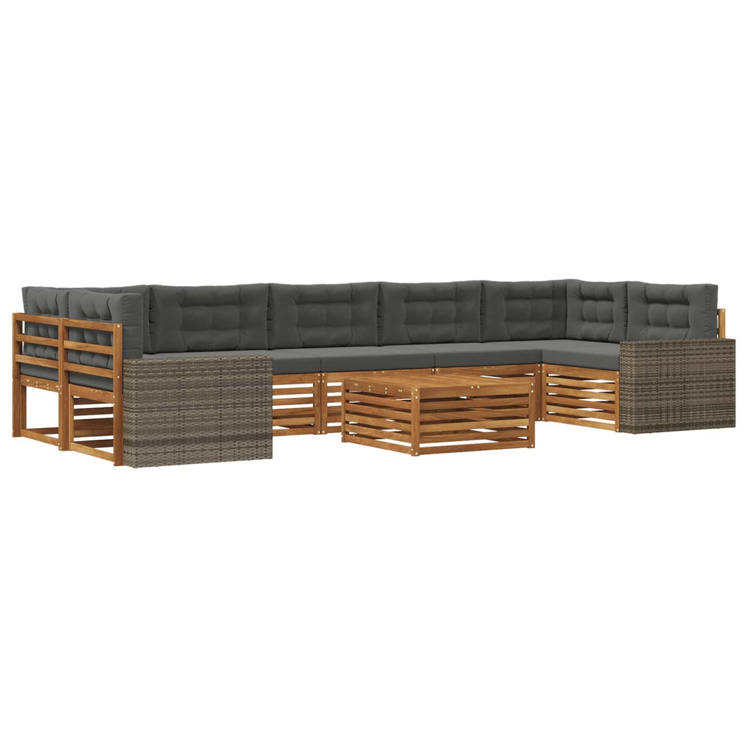 Udendørs sofagruppe 8 pcs Naturlig og Antracit