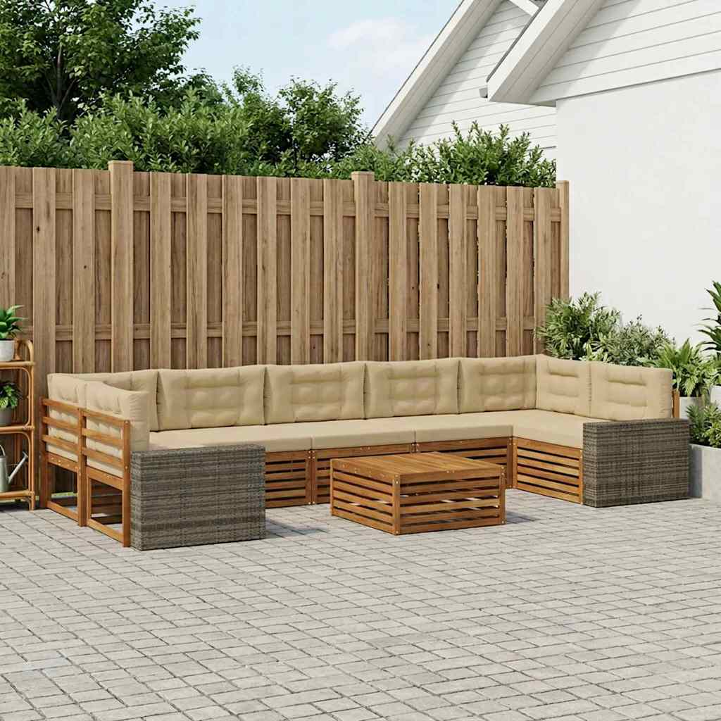 Udendørs sofagruppe 8 pcs Naturlig og Beige