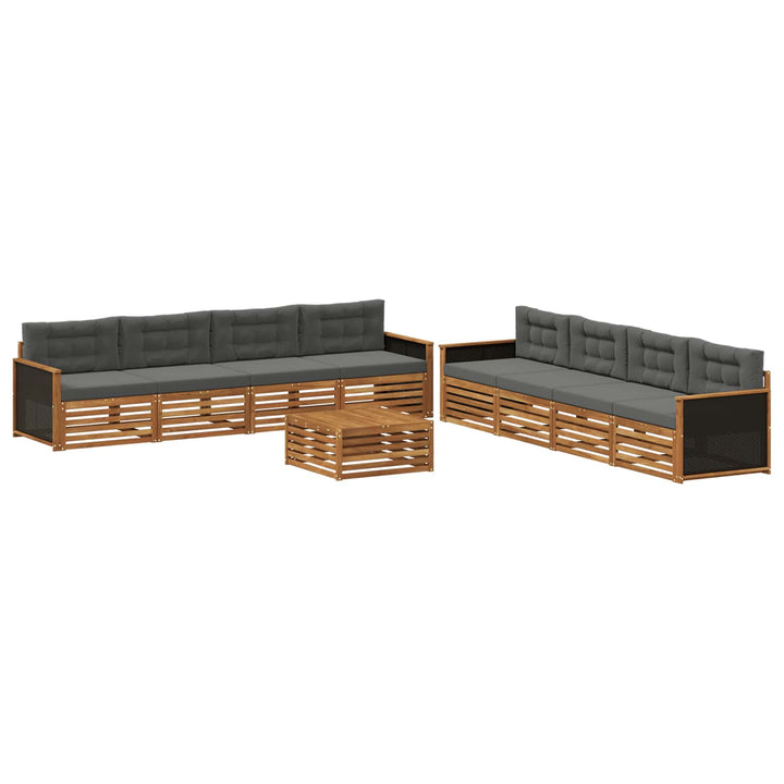 Udendørs sofagruppe 9 pcs Naturlig og Antracit Polyester