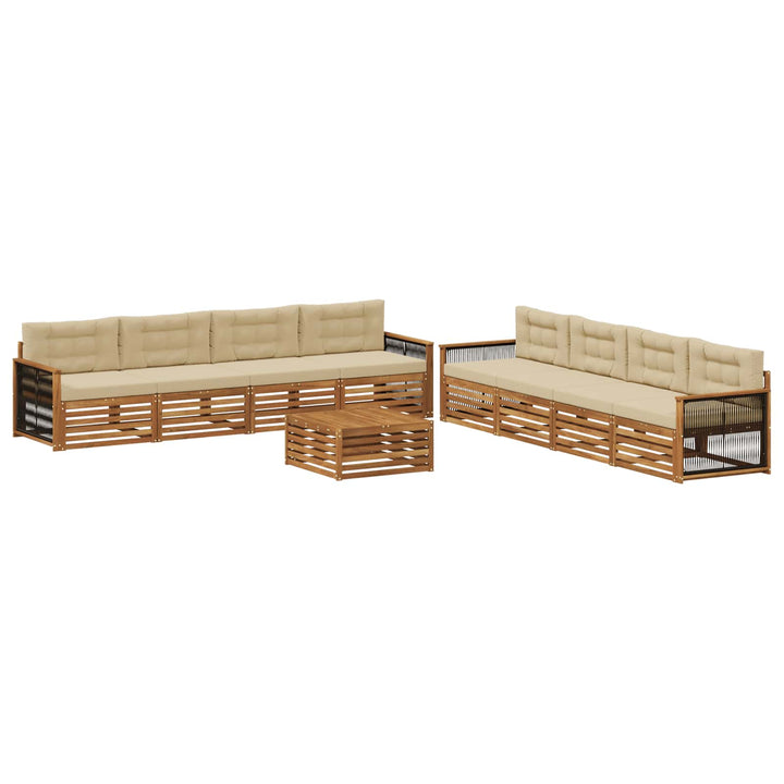 Udendørs sofagruppe med pude 9 pcs Naturlig og Beige