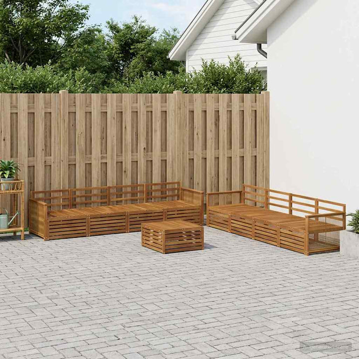 Udendørs sofagruppe 9 pcs Naturfarvet Massivt Akacietræ