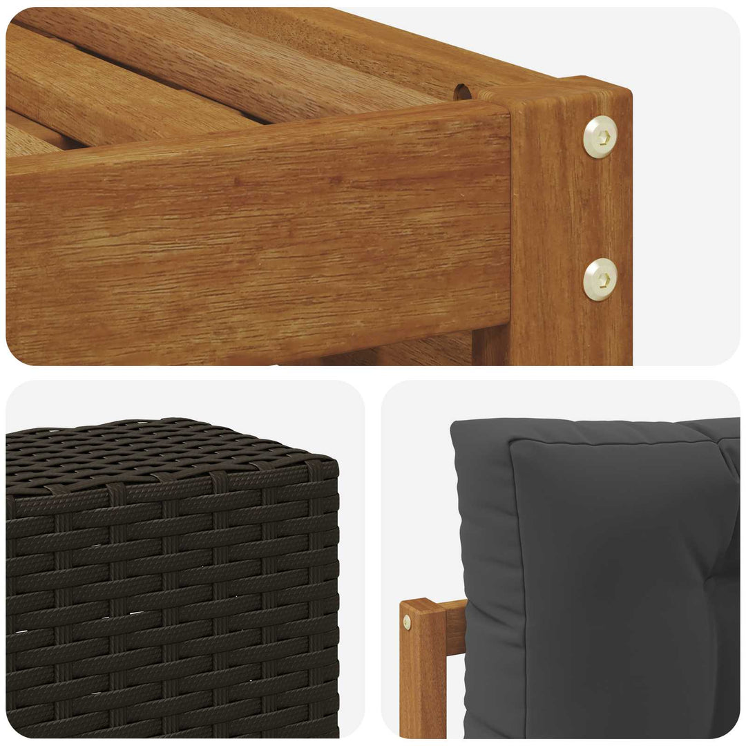Udendørs sofagruppe 9 pcs Naturlig og Antracit Polyester