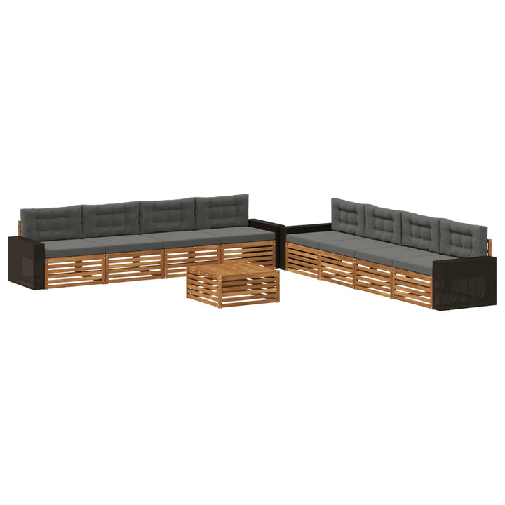 Udendørs sofagruppe 9 pcs Naturlig og Antracit Polyester