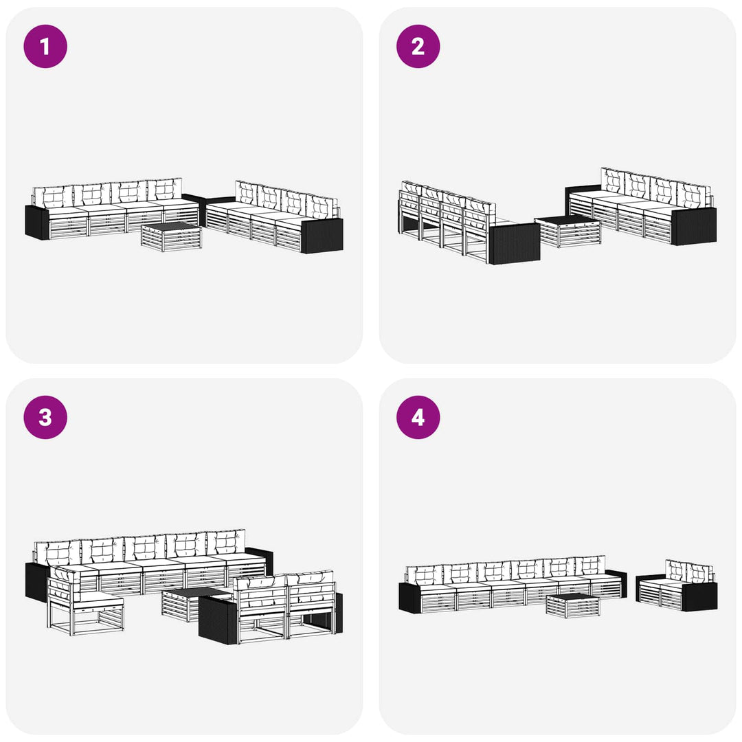 Udendørs sofagruppe med pude 9 pcs Naturlig og Fløde Polyester