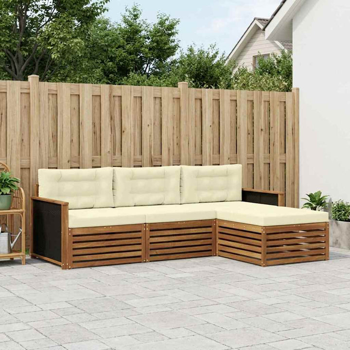 Udendørs sofagruppe med pude 4 pcs Naturlig og Fløde Polyester