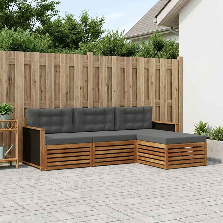 Udendørs sofagruppe 4 pcs Naturlig og Antracit Polyester