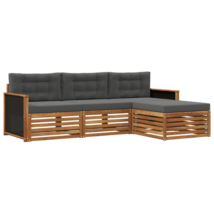 Udendørs sofagruppe 4 pcs Naturlig og Antracit Polyester