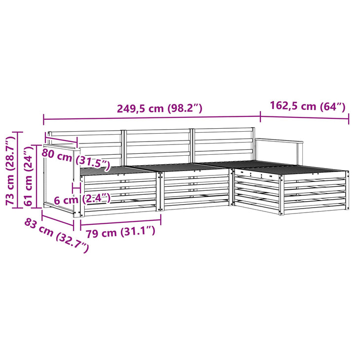 Udendørs sofagruppe Naturfarvet 249,5 x 162,5 x 73 cm