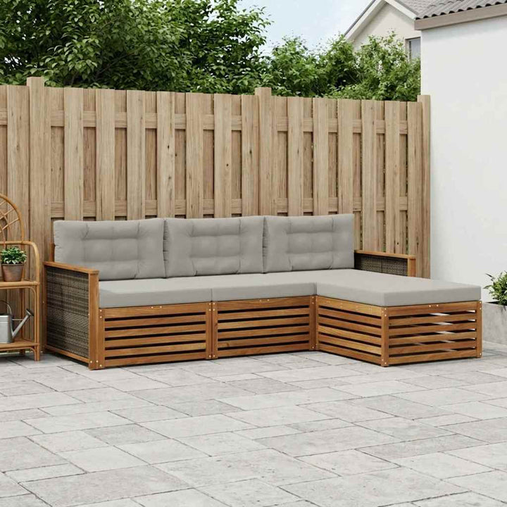 Udendørs sofagruppe med pude Naturfarvet og lysegrå