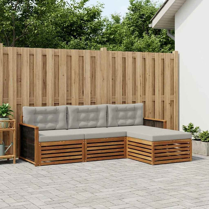 Udendørs sofagruppe Naturfarvet og lysegrå 249 x 162,5 x 73 cm