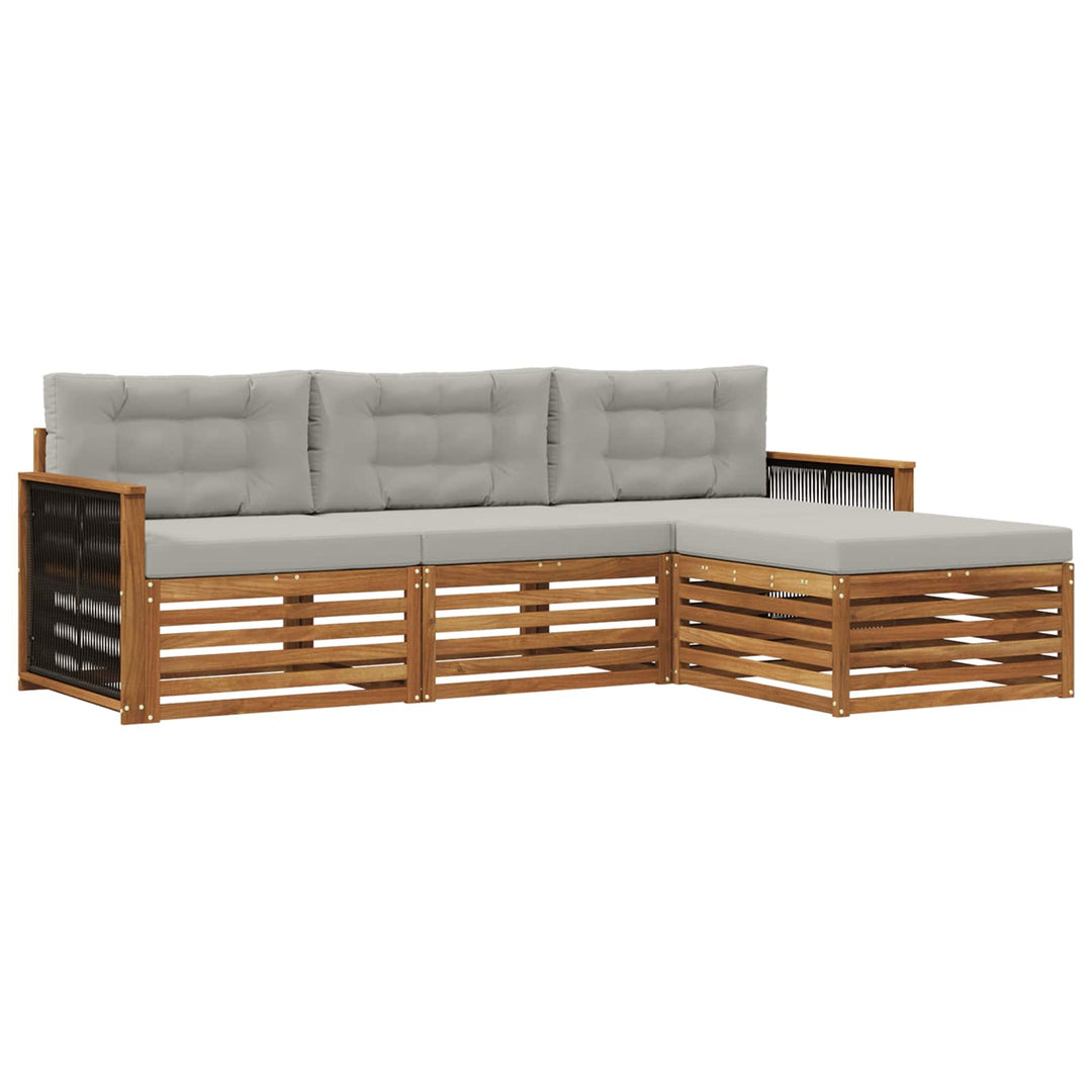 Udendørs sofagruppe Naturfarvet og lysegrå 249 x 162,5 x 73 cm
