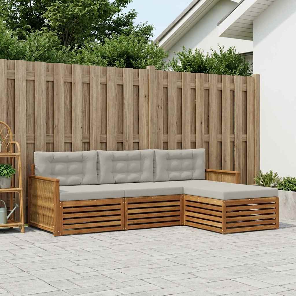 Udendørs sofagruppe Naturfarvet og lysegrå 249 x 162,5 x 73 cm