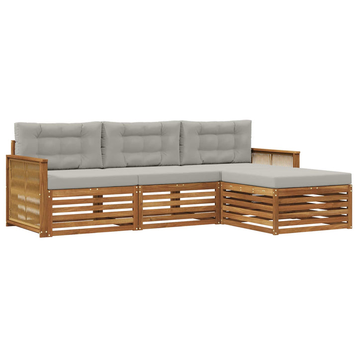 Udendørs sofagruppe Naturfarvet og lysegrå 249 x 162,5 x 73 cm