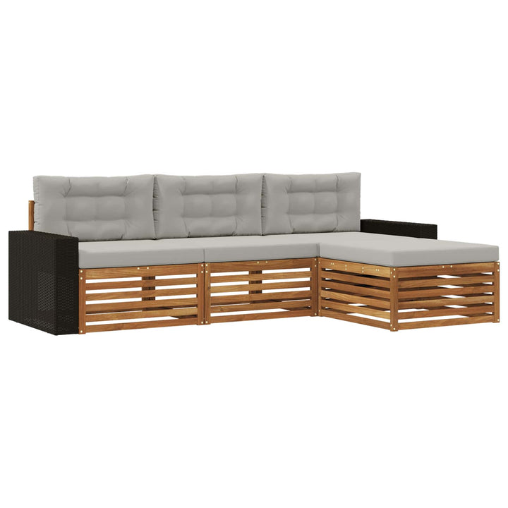 Udendørs sofagruppe 4 pcs Naturfarvet og lysegrå Polyester