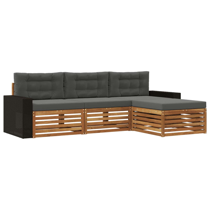 Udendørs sofagruppe 4 pcs Naturlig og Antracit Polyester