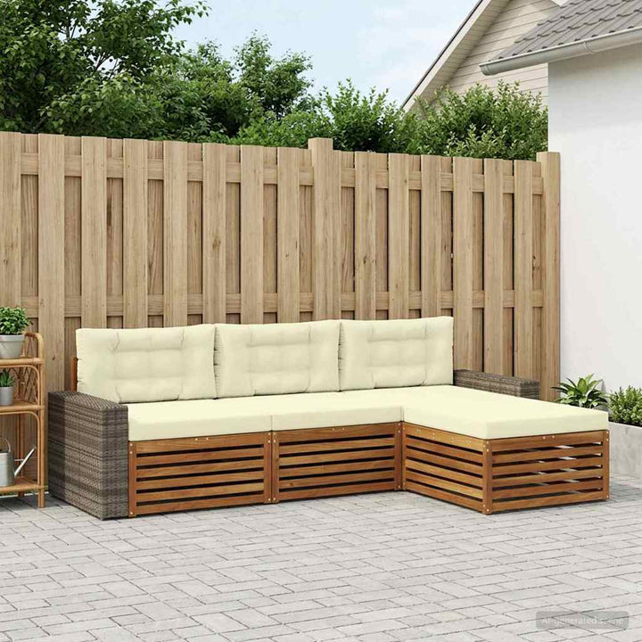 Udendørs sofagruppe med pude 4 pcs Naturlig og Fløde Polyester