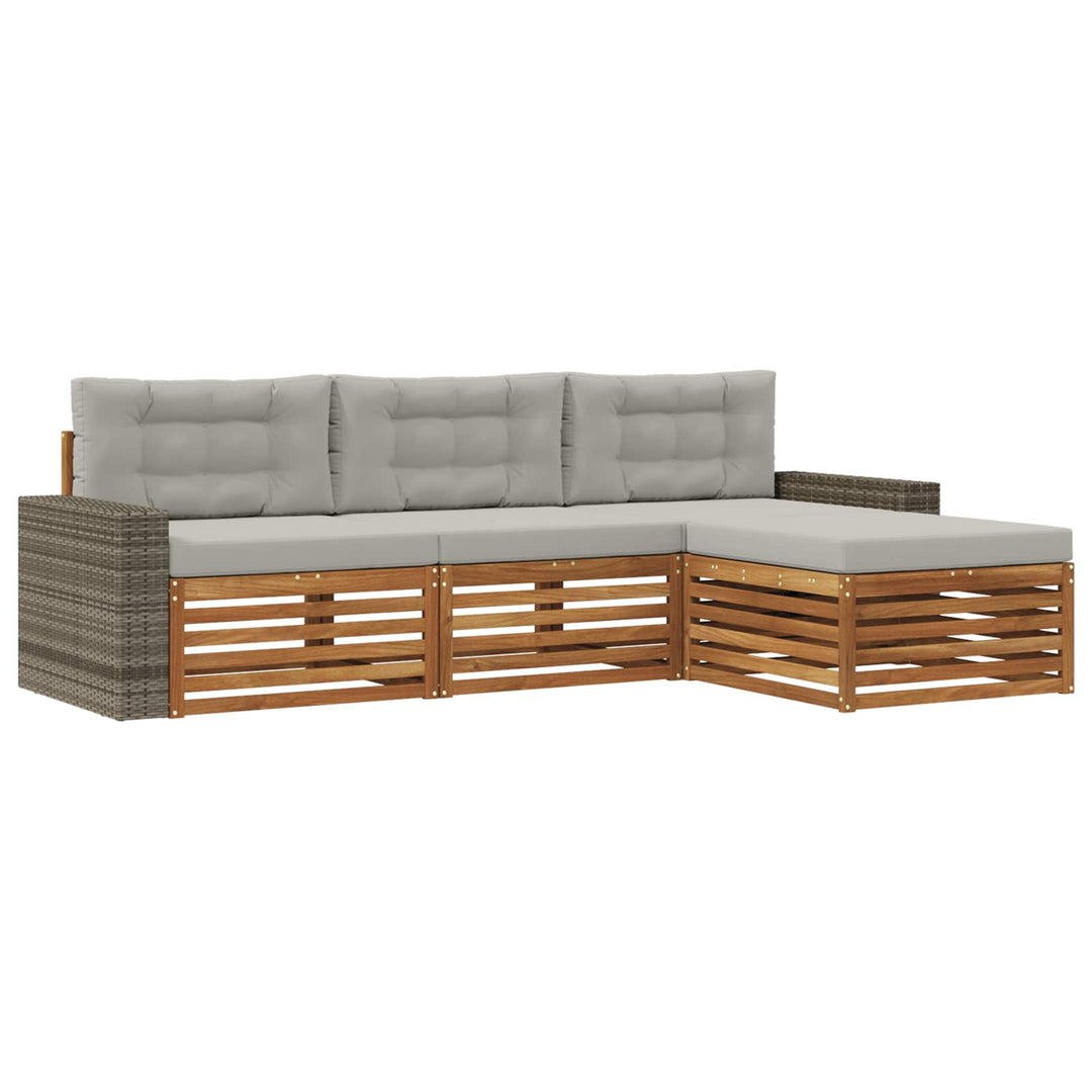 Udendørs sofagruppe 4 pcs Naturfarvet og lysegrå Polyester