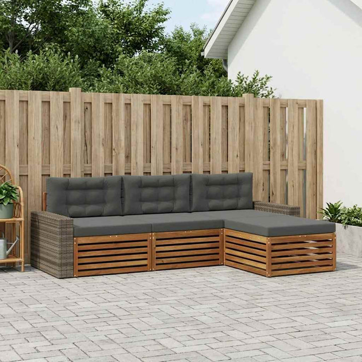 Udendørs sofagruppe 4 pcs Naturlig og Antracit Polyester