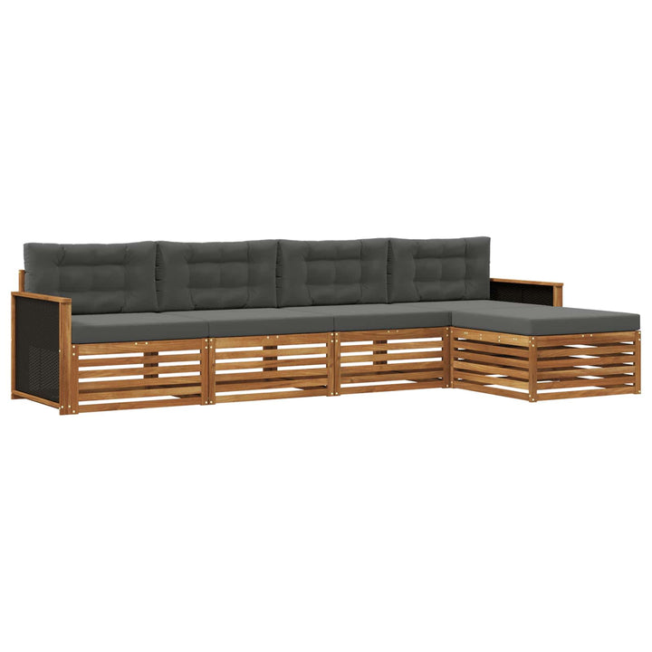 Udendørs sofagruppe 5 pcs Naturlig og Antracit Polyester